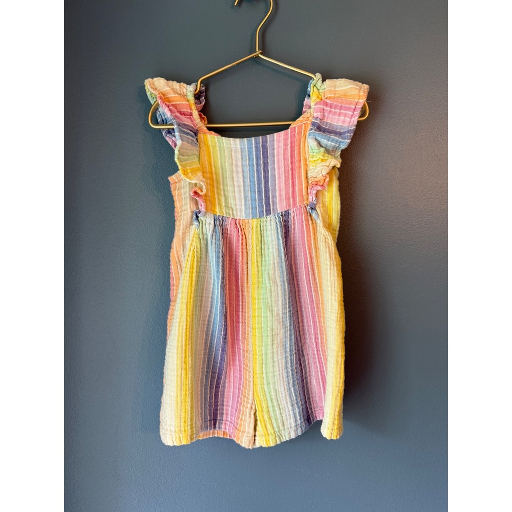 Baby Gap Kids Rainbow Striped Gauze Ruffle Romper 5 Years